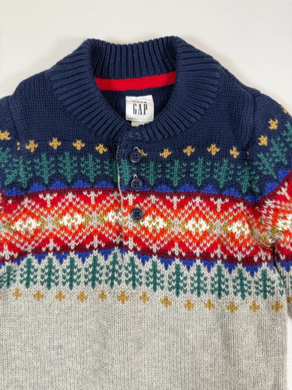 BABY GAP Boys’ Fair Isle Knit Sweater‎ One Piece Romper Après Ski Winter 3-6M